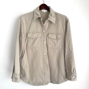 GOOD AMERICAN Womens 00/0 Neutral Long Sleeve Button Up Shacket Shirt Jacket CC2